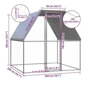Chicken Cage 2x2x2m Silver and Grey Galvanised Steel - Image 5