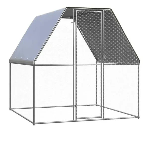 Chicken Cage 2x2x2m Silver and Grey Galvanised Steel