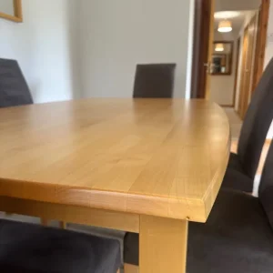 Oak Dining Table and 6 High Back Brown Faux Suede Chairs - Image 3