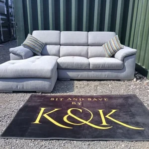 Grey corner chaise sofa L shape with adjustable headrests - Image 2