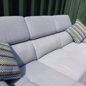 Grey corner chaise sofa L shape with adjustable headrests - Image 5