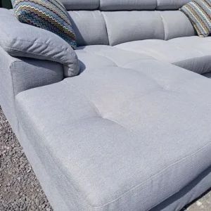 Grey corner chaise sofa L shape with adjustable headrests - Image 6