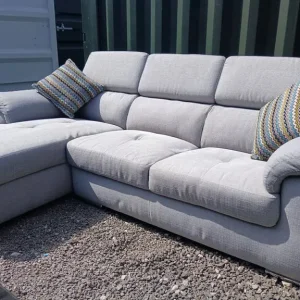 Grey corner chaise sofa L shape with adjustable headrests - Image 8