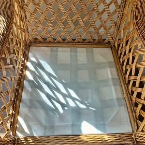 Extra Wide Armchair Seat Wicker Rattan Cane Chair Conservatory Woven Cream Pink - Image 8