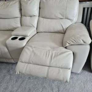 Grey leather 2 seater rocker recliner - Image 4