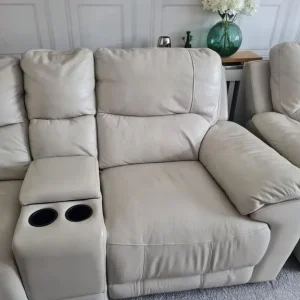 Grey leather 2 seater rocker recliner