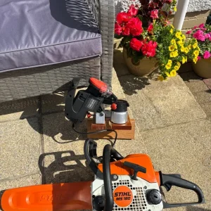 Stihl 14” chainsaw and Scheppach electric chain sharpener