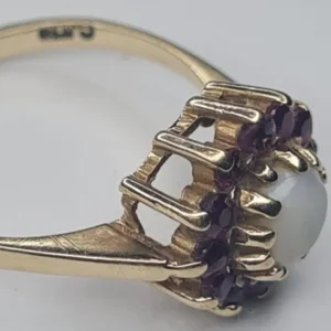 9ct yellow gold opal granet ring - Image 5