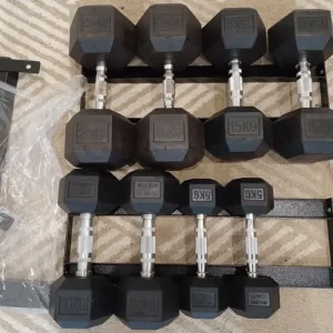 HEX DUMBBELLS SET 5KG TO 20KG WITH NEW RACK - Image 5