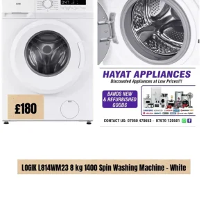 LOGIK L814WM23 8 kg 1400 Spin Washing Machine - White