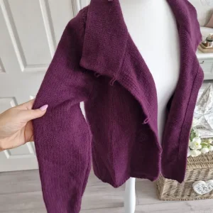 Betty Jackson Black Plum Purple Lambswool Angora Knit Cardigan Size 12 - Image 2