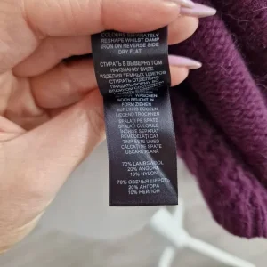 Betty Jackson Black Plum Purple Lambswool Angora Knit Cardigan Size 12 - Image 5