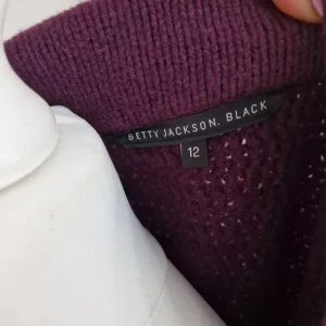 Betty Jackson Black Plum Purple Lambswool Angora Knit Cardigan Size 12 - Image 6