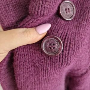 Betty Jackson Black Plum Purple Lambswool Angora Knit Cardigan Size 12 - Image 7