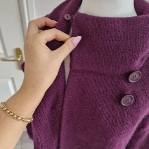 Betty Jackson Black Plum Purple Lambswool Angora Knit Cardigan Size 12 - Image 8