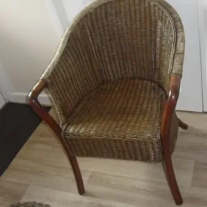 WOVEN BAMBOO RATTAN CHAIR & STOOL/TABLE - Image 2