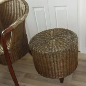 WOVEN BAMBOO RATTAN CHAIR & STOOL/TABLE