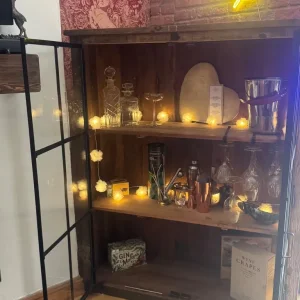 Wooden and Iron Cabinet with Glass Doors - Image 2