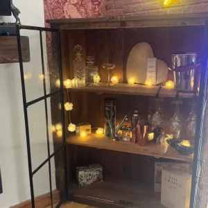 Wooden and Iron Cabinet with Glass Doors - Image 3