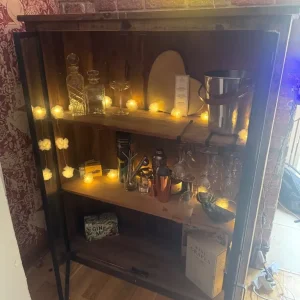 Wooden and Iron Cabinet with Glass Doors - Image 5