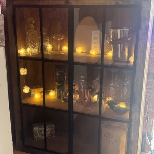 Wooden and Iron Cabinet with Glass Doors - Image 6