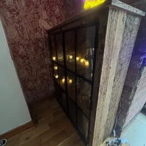 Wooden and Iron Cabinet with Glass Doors - Image 7