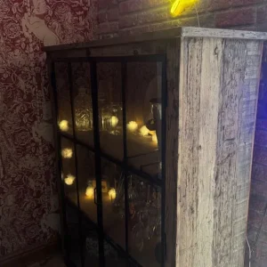 Wooden and Iron Cabinet with Glass Doors - Image 8