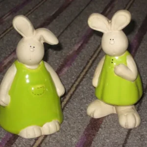 Two Friendly Bunny Rabbit Ornaments