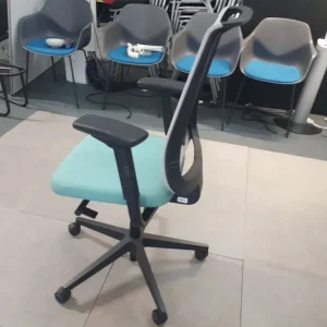 Steelcase Reply Office Chair Black Grey Torquoise Mesh Lumbar - Image 4