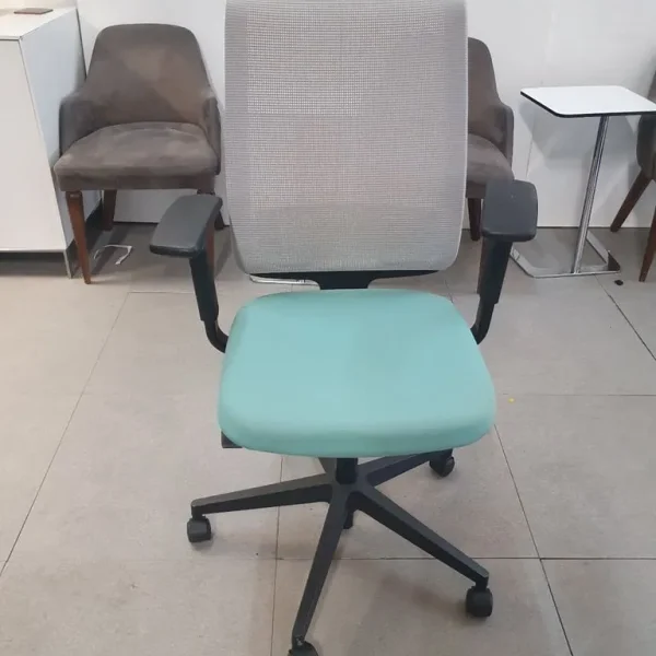 Steelcase Reply Office Chair Black Grey Torquoise Mesh Lumbar