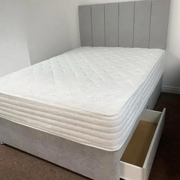 Double divan bed with mattress – ready to use, no assembly