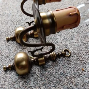 Pair of single vintage brass wall lights - Image 2