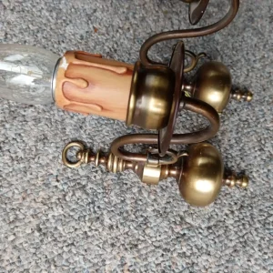 Pair of single vintage brass wall lights - Image 4
