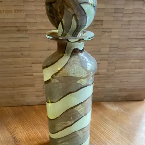 Vintage glass bottle with round stopper, believed Czech - Image 2