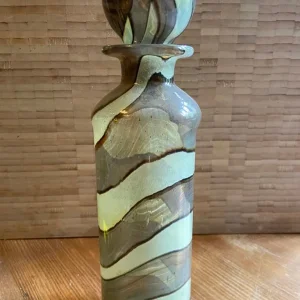 Vintage glass bottle with round stopper, believed Czech - Image 3