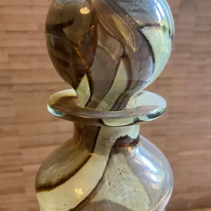 Vintage glass bottle with round stopper, believed Czech - Image 4