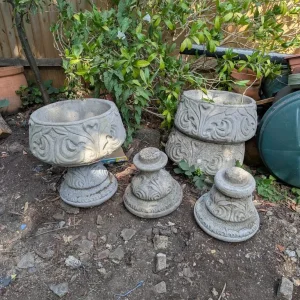 Concrete garden pots with stands