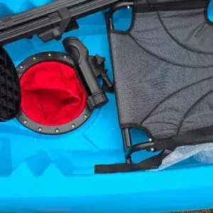2-man kayak with fishing chairs, trolley, and roof rack - Image 3