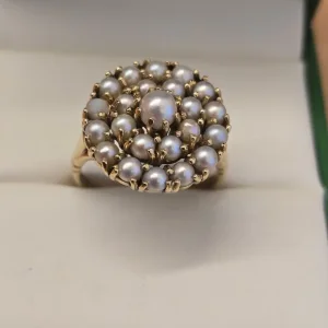 9ct GOLD PEARL BEAD CLUSTER RING