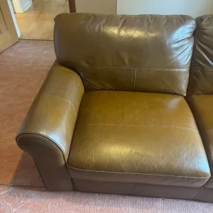 Habitat Brown Leather 3 Seater Sofa - Image 2
