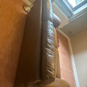 Habitat Brown Leather 3 Seater Sofa - Image 4