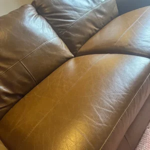 Habitat Brown Leather 3 Seater Sofa - Image 6