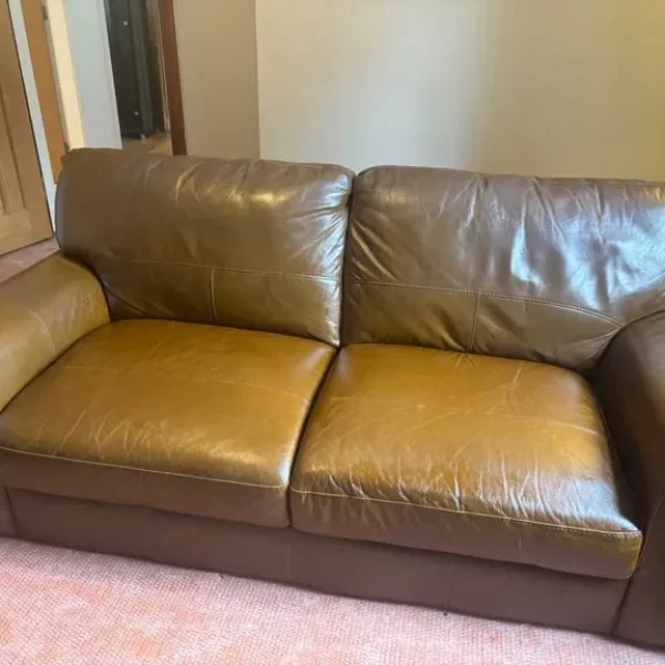 Habitat Brown Leather 3 Seater Sofa