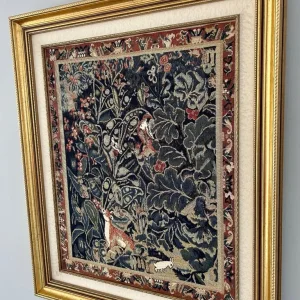 Framed Medieval-Style Tapestry – Woodland Scene with Animals - Image 3