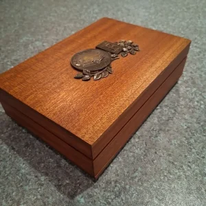 Wooden cigar trinket box with Rolls-Royce Corniche motif