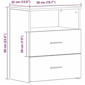 Black Oak Bedside Table 50x32x60 cm - Image 5