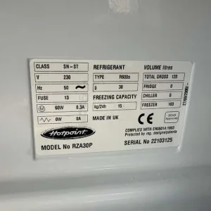 Hotpoint undercounter freezer RZA30P - Image 7