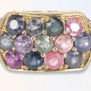 9ct yellow gold sapphire cluster ring - Image 3