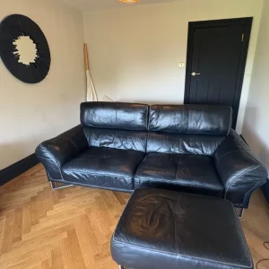 Italian leather sofa set with swivel chair