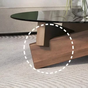 Nordic Transparent Glass Solid Wood Round Coffee Table - Image 4